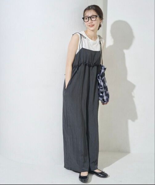 【試着のみ 新品タグ付】FREAK'S STORE/ワッシャー 加工 フリル ボリューム サロペット