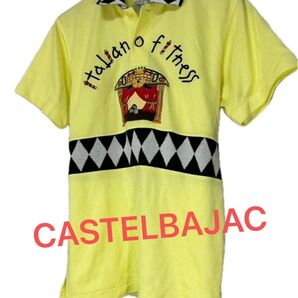 CASTELBAJAC カステルバジャック 刺繍 半袖ポロシャツ ダイヤ柄