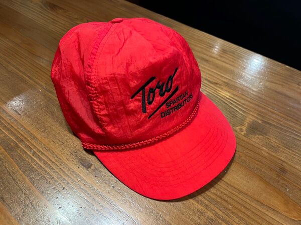 80s USA製 TORO 企業系 ビンテージ ナイロン キャップ vintage cap アメリカ レッド アメカジ 帽子 古着