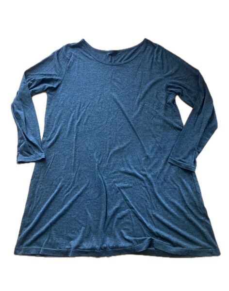 カットソーチュニック グレー 長袖 無地 トップス チュニックTシャツ L