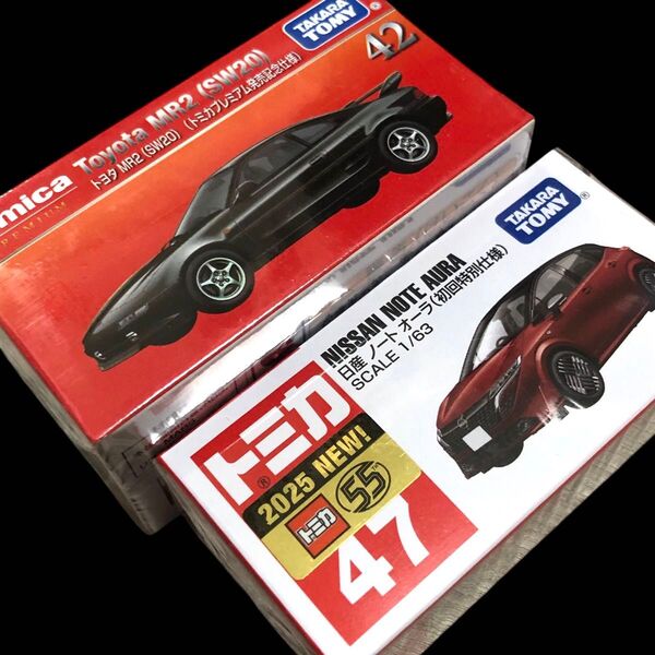 トミカ 2個セット トヨタ MR2 SW20 トミカプレミアム 発売記念仕様 日産 ノート オーラ 初回特別仕様 AURA