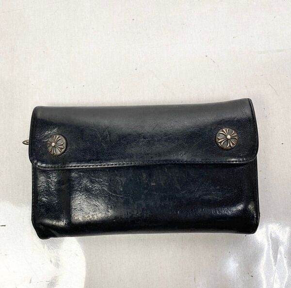 インボイス原本付き クロムハーツ CHROME HEARTS ウェーブウォレット WAVE クロスボタン 財布