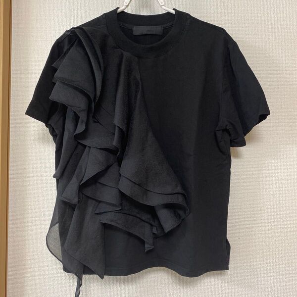 MICALLE MICALLEフリルデザインTシャツ ブラック