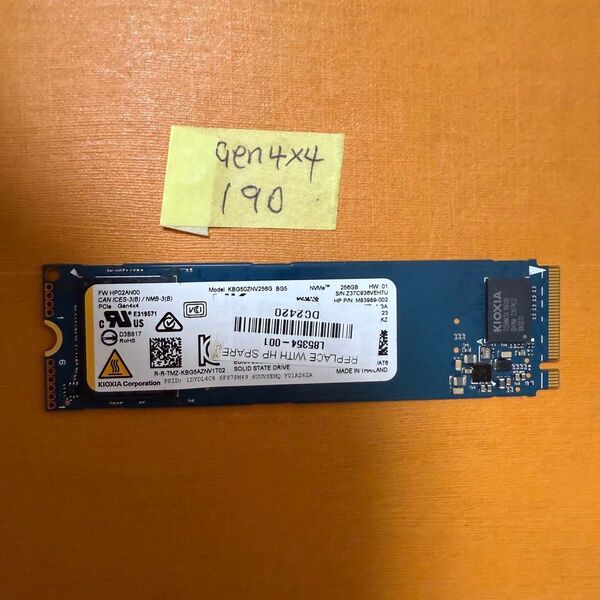 190時間 ★gen4 x 4 NVME 256Gb M.2 2280 SSD