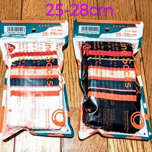 ファミマ ソックス フジロック'25/ブラック ホワイト 2色各1足 25-28 ファミリーマート ラインソックス 靴下