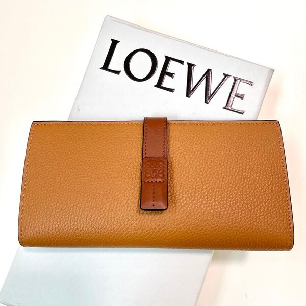 LOEWE ロエベ 長財布 バーティカル ウォレット レディース レザー 本革 ロゴ シンプル エレガント 茶 ブラウン