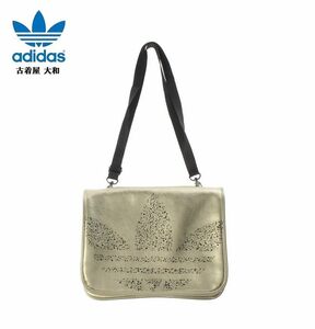 #古着屋大和 正規品 adidas オリジナルス レディース トレフォイル 2WAY ショルダーバッグ クラッチバッグ ゴールドメット ストラップ付