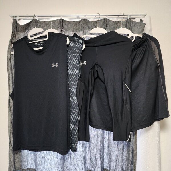 Under Armour ブラック トレーニングウェア セット 4枚 XL アンダーアーマー