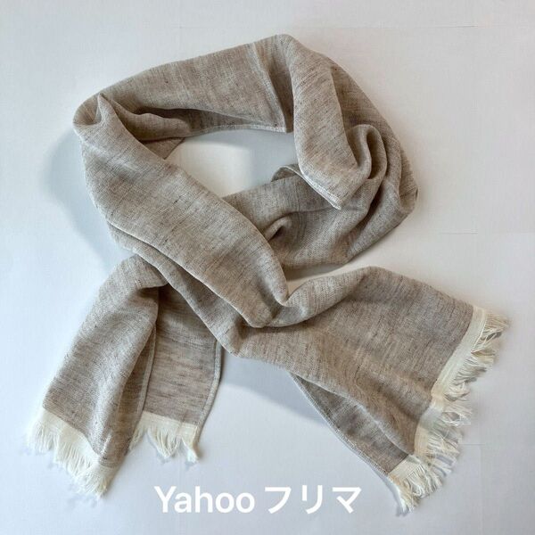 未使用 長期保管品 ナチュラルリネンマフラー ガーゼマフラー タオルマフラー ブラウン 麻 冷房対策 春夏