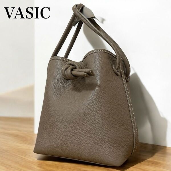 美品 VASIC ヴァジック bond ボンド ミニ 巾着 ハンドバッグ ショルダー ドローストリング トープカラー 巾着
