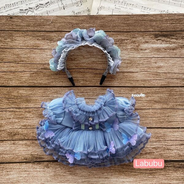 JANAYA ハンドメイド labubuぬいぐるみ服 蝶付きワンピース 2点セット 翌日発送