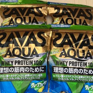 SAVAS ホエイプロテイン100 アクア グレープフルーツ風味 4袋セット 明治