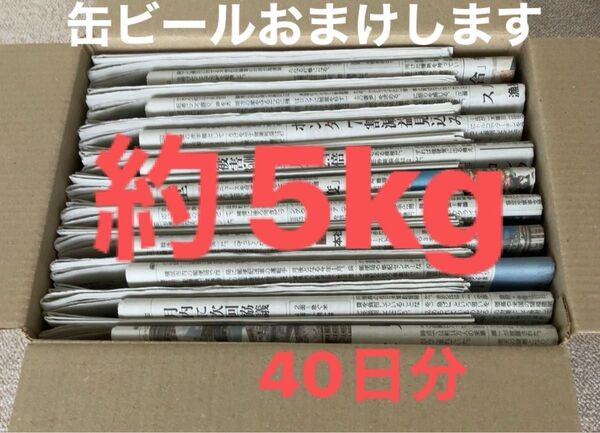 古新聞 約5kg 緩衝材 まとめ売り 新聞紙 ペット 缶ビールおまけします