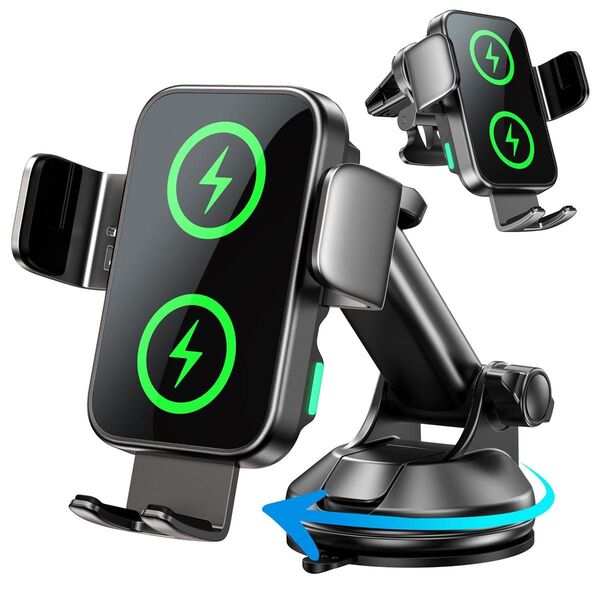 スマホホルダー 車 ワイヤレス充電 15W デュアルコイル ワイヤレス充電器 車 スマホスタンド 車載