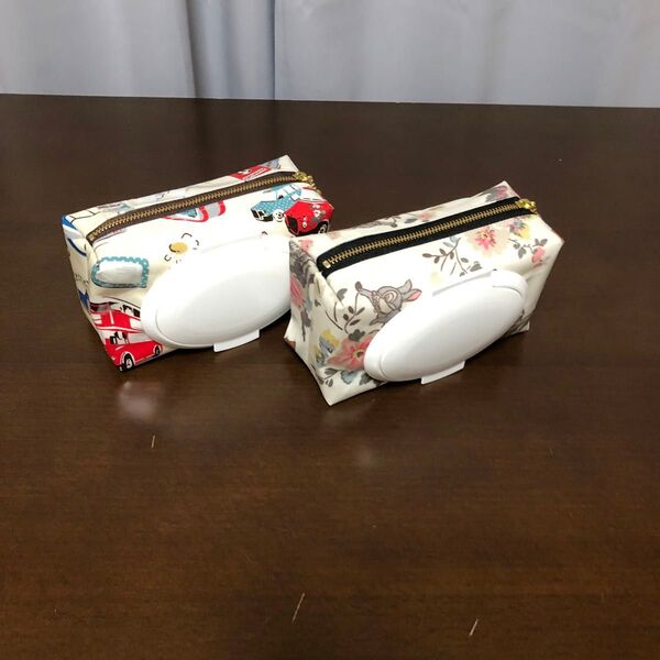 ハンドメイド ウェットティッシュポケットティッシュ携帯ポリ袋収納ポーチ2点セット(キャスキッドソンシーチングラミネート)A