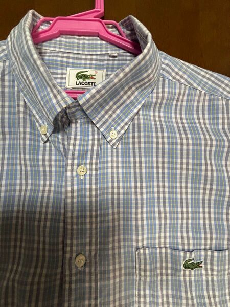 LACOSTE チェック柄 コットンシャツサイズLL 半袖