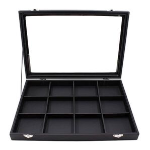 ジュエリー収納ボックス トレー ボックス アクセサリーケース 蓋付き 12コマ ボックス コレクションケース ディスプレイ ケース