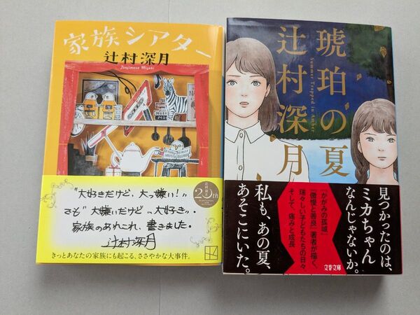辻村深月文庫本2冊 【琥珀の夏 (文春文庫 つ18-7)】と【家族シアター (講談社文庫 つ28-19)】