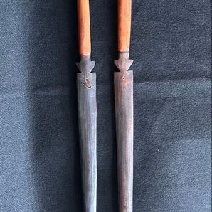 ケニア アフリカ民芸 木彫り 手彫り 槍型オブジェ 2本セット 長さ94cm