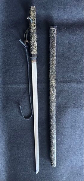 模造刀 仕込み杖 螺鈿細工鞘 座頭市 鞘付き長さ94cm アルミ刀身 25G12