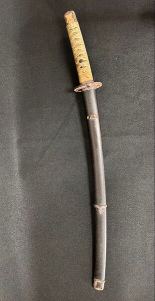 小太刀拵 刃渡約52.3cm 象嵌 亥目貫 鉄地鍔 竹光 古刀 時代物 古美術 本格拵え 武具