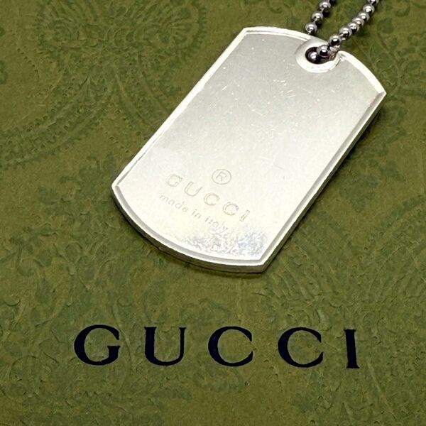 【社外チェーン】グッチ ドッグタグ プレート ネックレス シルバー925 GUCCI アクセサリー ペンダント Sv925