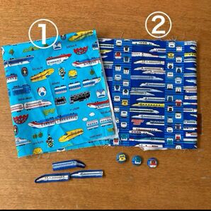 電車、新幹線の生地 ハギレ くるみボタン