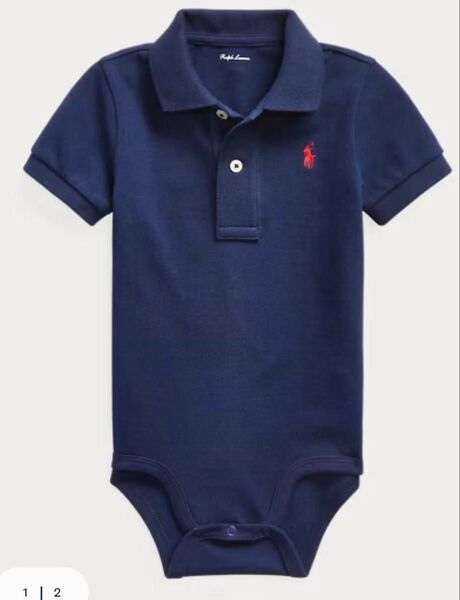 美品 ラルフローレン RALPH LAUREN POLO ポロ ベビー服 半袖 キッズ ロンパース ボディスーツ ネイビー