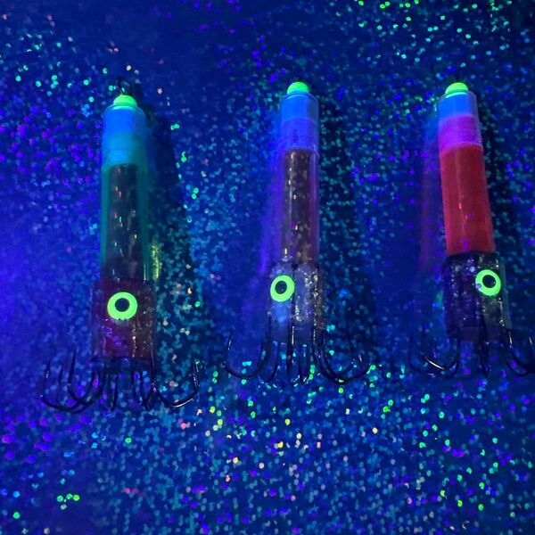 アングラーズフラワー キラキラグロー 3個 ステンレス針 イカ釣り エギング