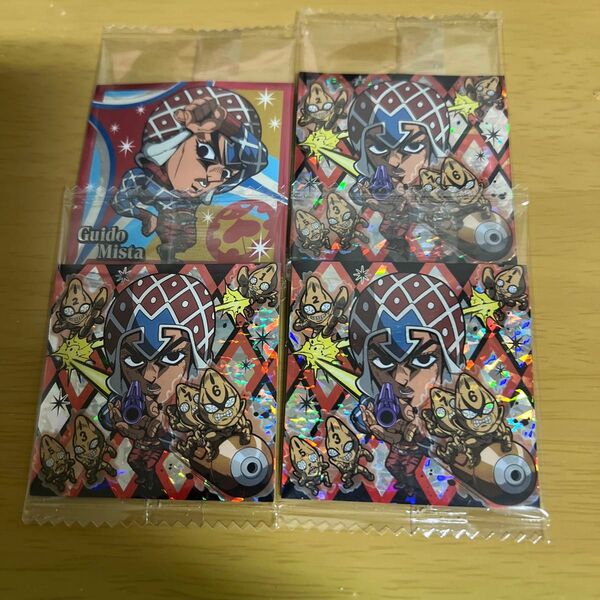 ジョジョ ウエハース ジョジョの奇妙な冒険 黄金の風 グイード・ミスタ スーパーレア3枚 ノーマル1枚