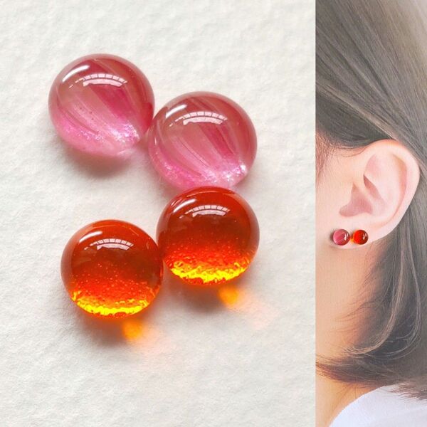 【21G/18G/16G】サージカルステンレスピアス イヤリング ボディピアス ガラスナギット2ペア No.673