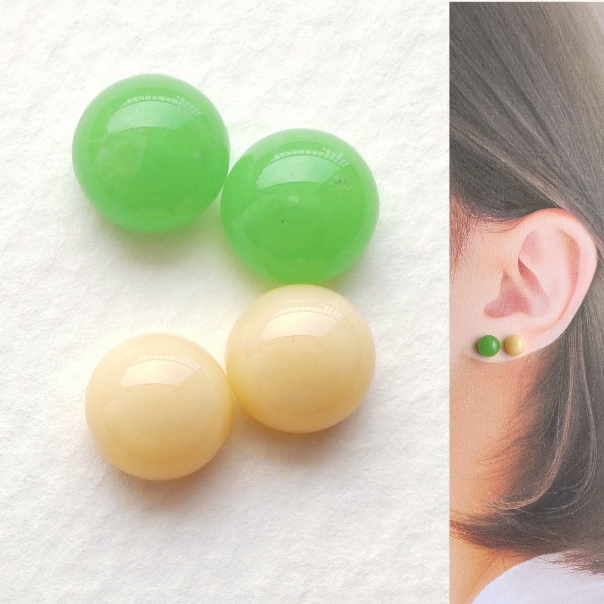 【21G/18G/16G】サージカルステンレスピアス イヤリング ボディピアス ガラスナギット2ペア No.692