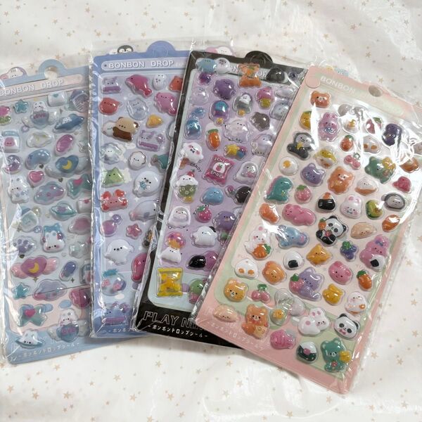 未開封/ボンボンドロップシール 4枚セット ぷくぷくシール