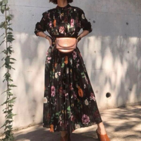 アメリヴィンテージ COCO FLOWER DRESS花柄プリーツ ワンピース