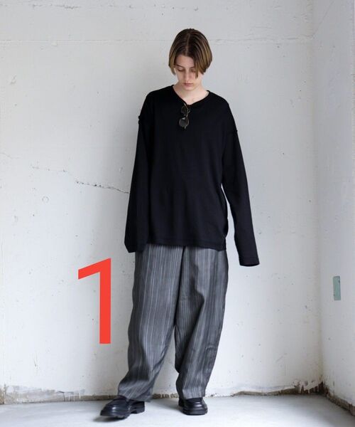 CTHY トロンプルイユプリーツワイドパンツ 1サイズ シティ