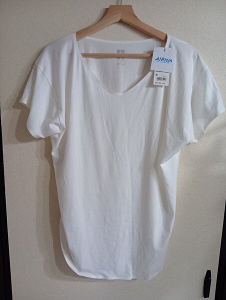 UNIQLO エアリズムVネックロング Tシャツ白半袖 トップス新品タグありMサイズ再出品OK