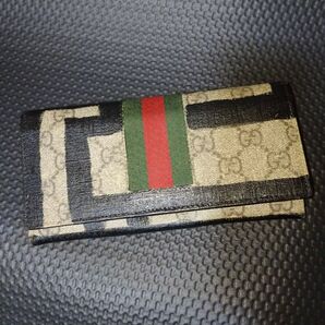 希少 GUCCI グッチ GGスプリーム シェリーライン 長財布 財布 ベージュ 黒 2つ折り財布 レディース メンズ