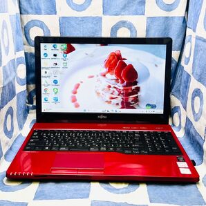 快速SSD256GB☆大人気赤ノートPCカメラ&マウス付き♪Windows11
