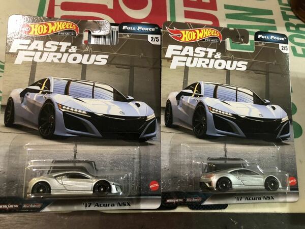 送料込2台セット HOTWHEELS ホットウィール FAST & FURIOUS full force ワイルドスピード フルフォース ワイスピ 17 ACURA NSX アキュラ