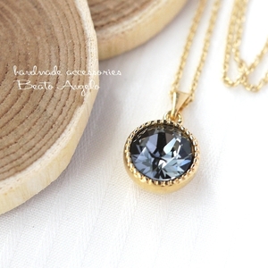 !!+angelo+ Swarovski 1088. necklace (p-130)C silver Night G one bead simple black 