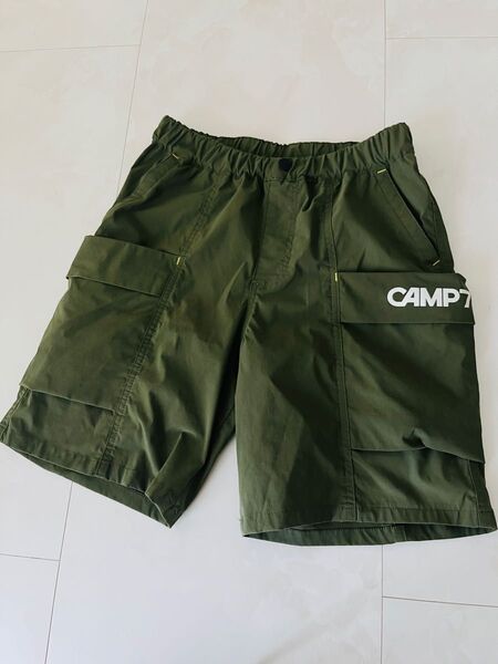 CAMP7 カーゴパンツ ハーフパンツ ストレッチ素材 ビックポケット KIDS ウエストゴム >< 140センチ