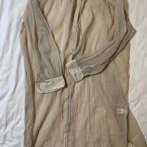 シアー ロングシャツ ベージュ 透け感 ジーユー