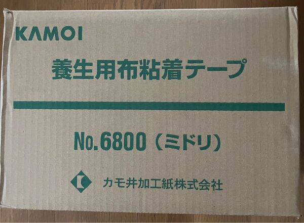 養生テープ カモ井加工紙 6800 みどり 50mm×25m 30巻 吹付塗装用 布粘着テープ(未開封)