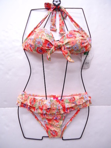 [KCM]bi-23-9# new goods unused goods #[AI] lady's swimsuit ho ruta- bikini frill 9M orange series 