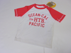 [KCM]miz-32-110# sharing equipped new goods unused goods #[Ocean Pacific/ Ocean Pacific ] Kids Rush Guard short sleeves 110 red / white 