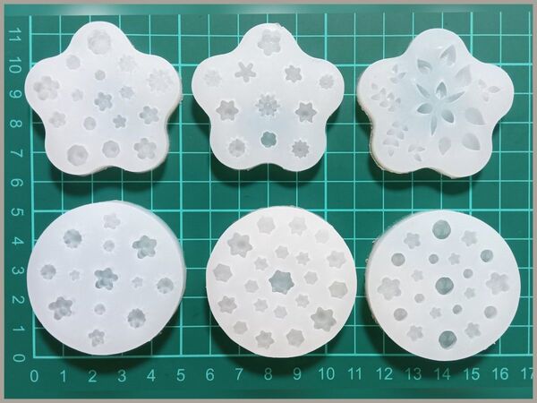 シリコンモールド(花形、葉型)6点セット No.216