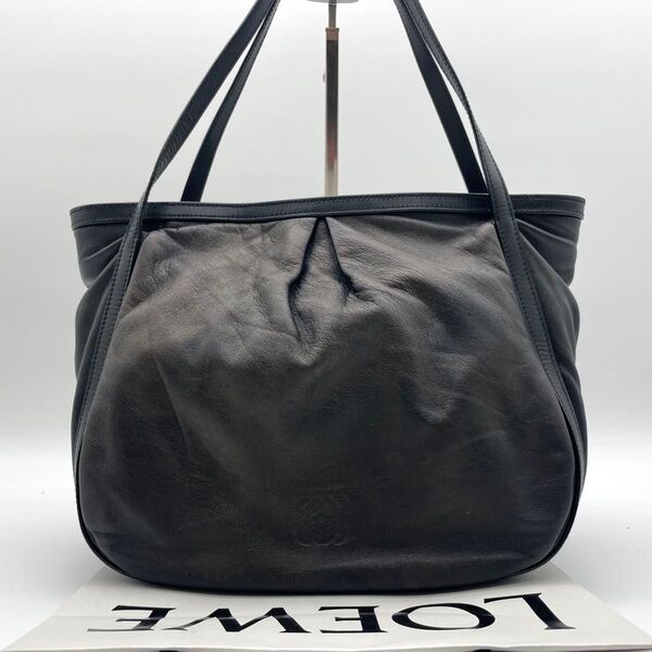 美品★LOEWE ロエベ アナグラム ハンドバッグ ワンショルダー レザー ガンメタリック系