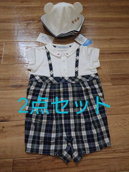 ファミリア familiar マリン ロンパース 70 くま耳帽子 半袖 ベビー服 カバーオール 男の子