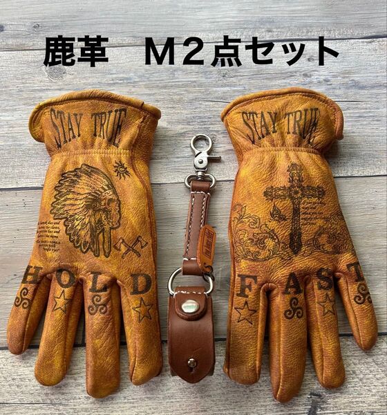 82 バイクグローブM&レザーホルダー 2点セット
