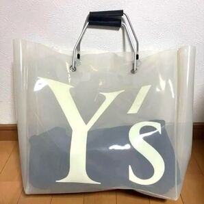 Y'sワイズロゴトートバッグpvcバッグクリアバッグナイロンビニールハンドバッグ透明クリームアイボリーオフホワイトブラック巾着袋付